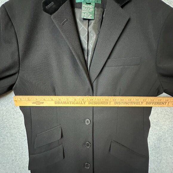 Vintage Lauren Ralph Lauren Black Tuxedo Velvet Collar Equestrian Riding 90s 8P - Picture 11 of 16
